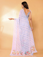 Thumbnail for Janasya Lavender Georgette Floral Printed Saree