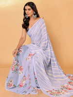 Thumbnail for Janasya Lavender Georgette Floral Printed Saree