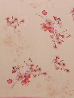 Thumbnail for Janasya Peach Georgette Floral Printed Saree