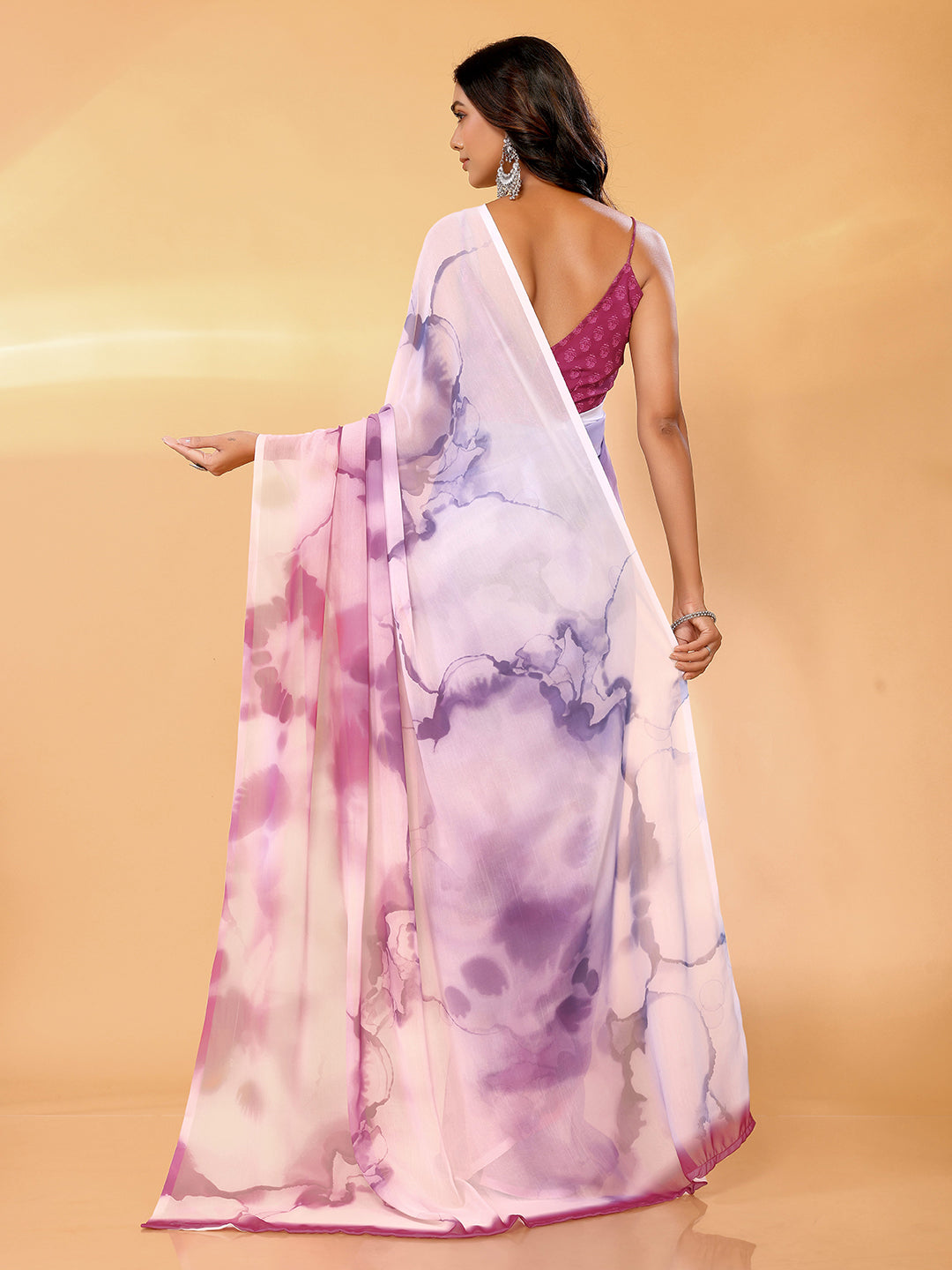 Janasya Multicolor Georgette Ombre Printed Saree
