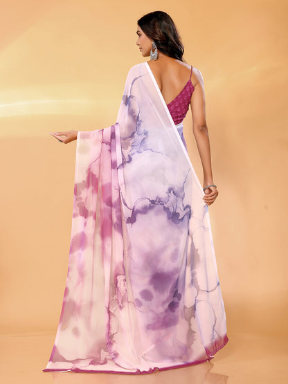 Janasya Multicolor Georgette Ombre Printed Saree - Distacart