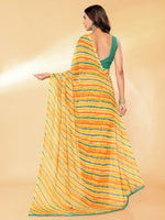 Thumbnail for Janasya Orange Georgette Leheriya Printed Saree