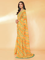 Thumbnail for Janasya Orange Georgette Leheriya Printed Saree