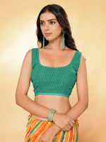 Thumbnail for Janasya Orange Georgette Leheriya Printed Saree