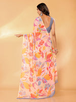 Thumbnail for Janasya Peach Georgette Tropical Printed Saree