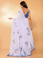 Thumbnail for Janasya White Georgette Floral Printed Saree