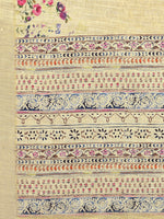 Thumbnail for Janasya Light Yellow Cotton Linen Floral Printed Saree