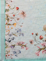 Thumbnail for Janasya Sea Green Cotton Linen Floral Printed Saree