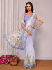 Janasya Lavender Cotton Linen Floral Printed Saree - Distacart