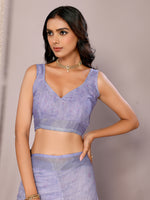 Thumbnail for Janasya Lavender Cotton Linen Floral Printed Saree