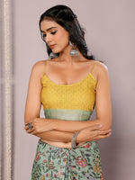 Thumbnail for Janasya Sage Green Cotton Linen Floral Printed Saree