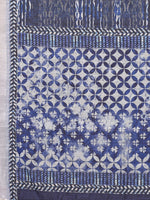 Thumbnail for Janasya Navy Blue Cotton Linen Block Print Printed Saree