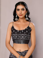 Thumbnail for Janasya Black Cotton Linen Floral Printed Saree