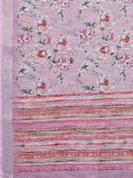 Thumbnail for Janasya Lavender Cotton Linen Floral Printed Saree