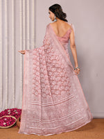 Thumbnail for Janasya Mauve Cotton Linen Block Print Printed Saree