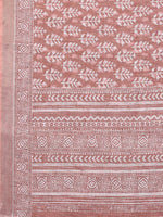 Thumbnail for Janasya Mauve Cotton Linen Block Print Printed Saree