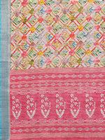 Thumbnail for Janasya Multicolor Cotton Linen Floral Printed Saree