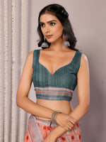 Thumbnail for Janasya Orange Cotton Linen Block Print Printed Saree