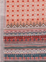 Thumbnail for Janasya Orange Cotton Linen Block Print Printed Saree