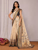 Janasya Beige Chanderi Silk Warli Print Printed Saree - Distacart