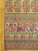 Thumbnail for Janasya Yellow Chanderi Silk Kalamkari Printed Saree