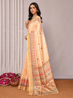 Thumbnail for Janasya Beige Chanderi Silk Floral Printed Saree
