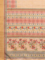 Thumbnail for Janasya Beige Chanderi Silk Floral Printed Saree