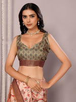 Thumbnail for Janasya Peach Chanderi Silk Floral Printed Saree