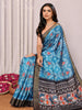 Janasya Blue Chanderi Silk Ikkat Printed Saree - Distacart