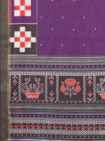 Thumbnail for Janasya Purple Chanderi Silk Geometric Printed Saree