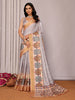 Janasya Beige Chanderi Silk Ethnic Print Printed Saree - Distacart