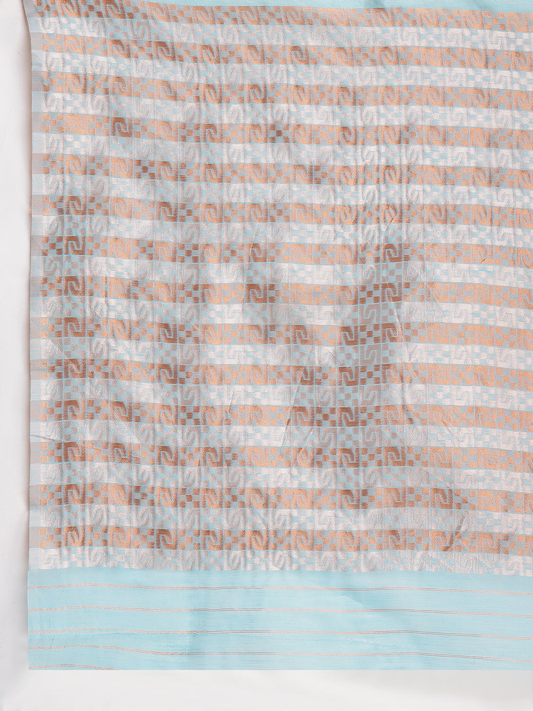 Janasya Sky Blue Linen Blend Geometric Jacquard Saree