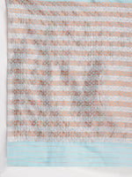 Thumbnail for Janasya Sky Blue Linen Blend Geometric Jacquard Saree