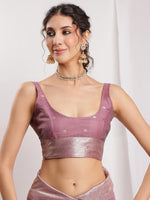 Thumbnail for Janasya Mauve Linen Blend Floral Jacquard Saree