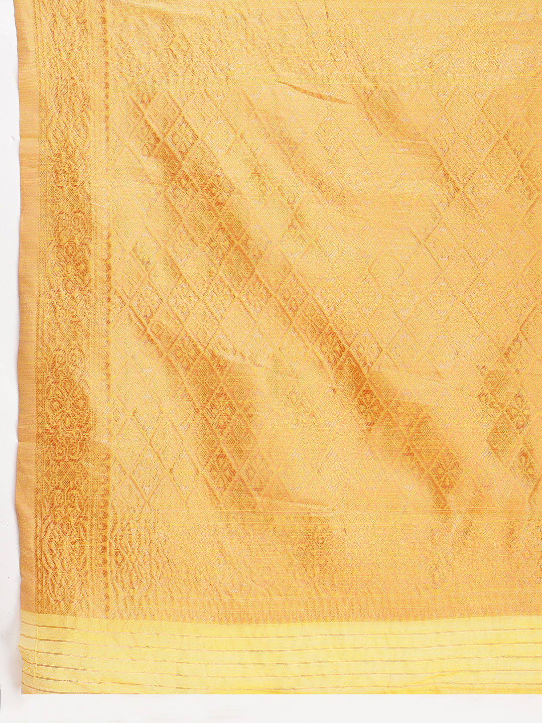 Janasya Yellow Linen Blend Geometric Jacquard Saree