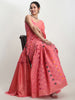Janasya Peach Linen Blend Geometric Jacquard Saree - Distacart
