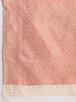 Thumbnail for Janasya Orange Linen Blend Floral Jacquard Saree
