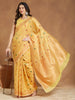 Janasya Yellow Linen Blend Patola Jacquard Saree - Distacart