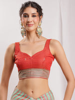 Thumbnail for Janasya Beige Silk Blend Ikkat Jacquard Saree
