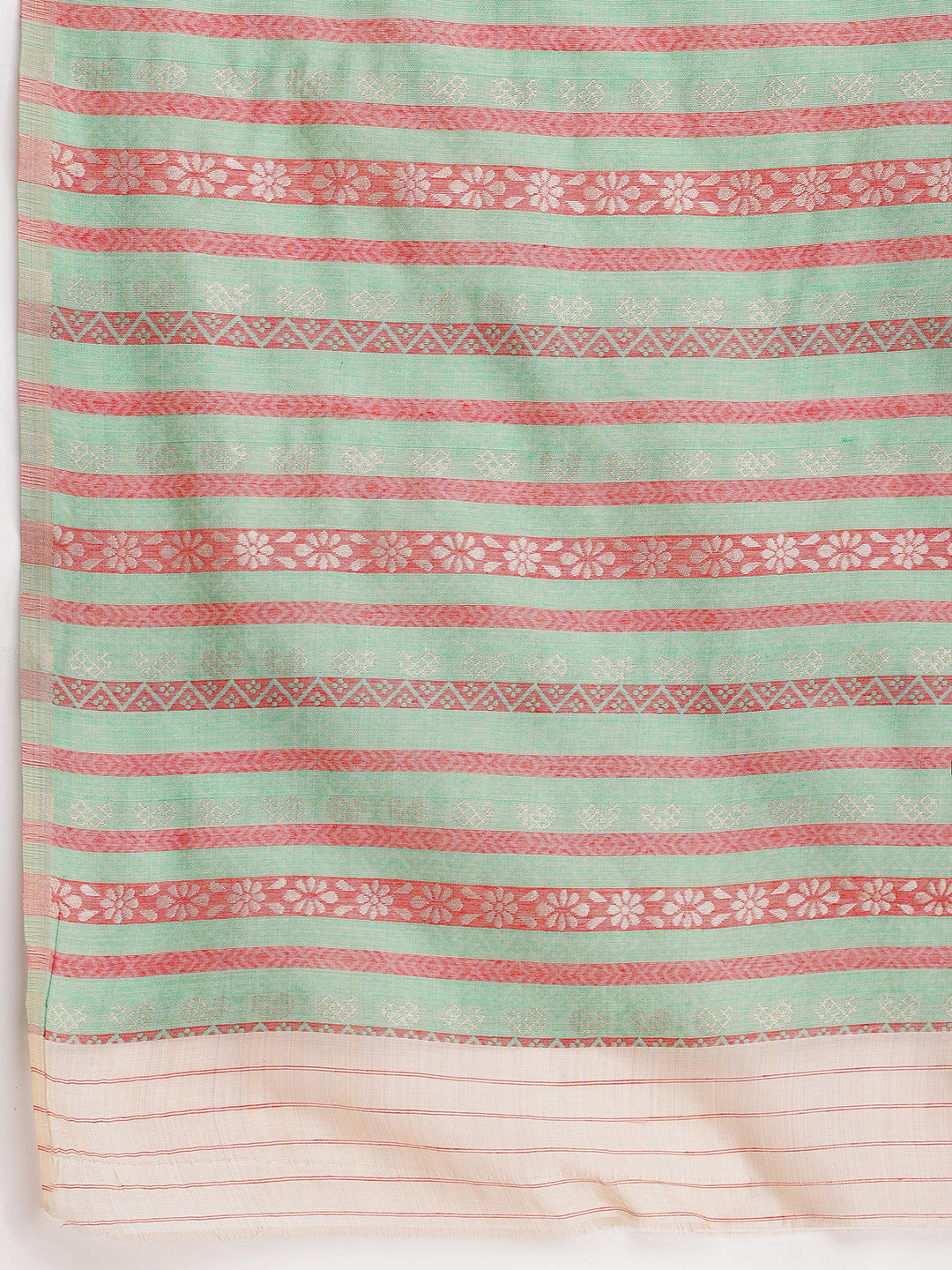 Janasya Beige Silk Blend Ikkat Jacquard Saree