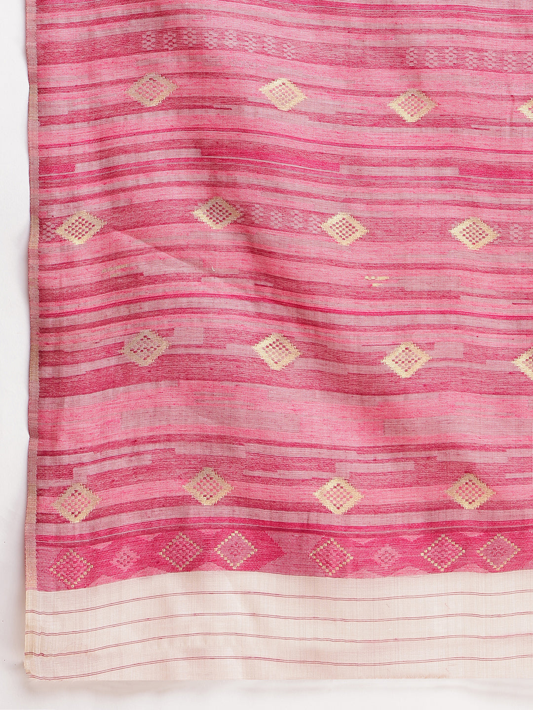 Janasya Beige Silk Blend Ikkat Jacquard Saree