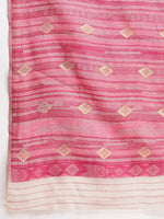 Thumbnail for Janasya Beige Silk Blend Ikkat Jacquard Saree