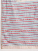 Thumbnail for Janasya Beige Silk Blend Ikkat Jacquard Saree