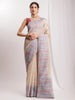 Janasya Beige Silk Blend Ikkat Jacquard Saree - Distacart
