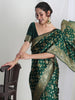 Janasya Green Silk Blend Floral Jacquard Saree - Distacart