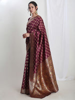 Thumbnail for Janasya Purple Silk Blend Ethnic Printed Jacquard Saree