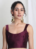 Thumbnail for Janasya Purple Silk Blend Ethnic Printed Jacquard Saree
