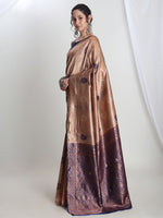 Thumbnail for Janasya Beige Silk Blend Ethnic Printed Jacquard Saree