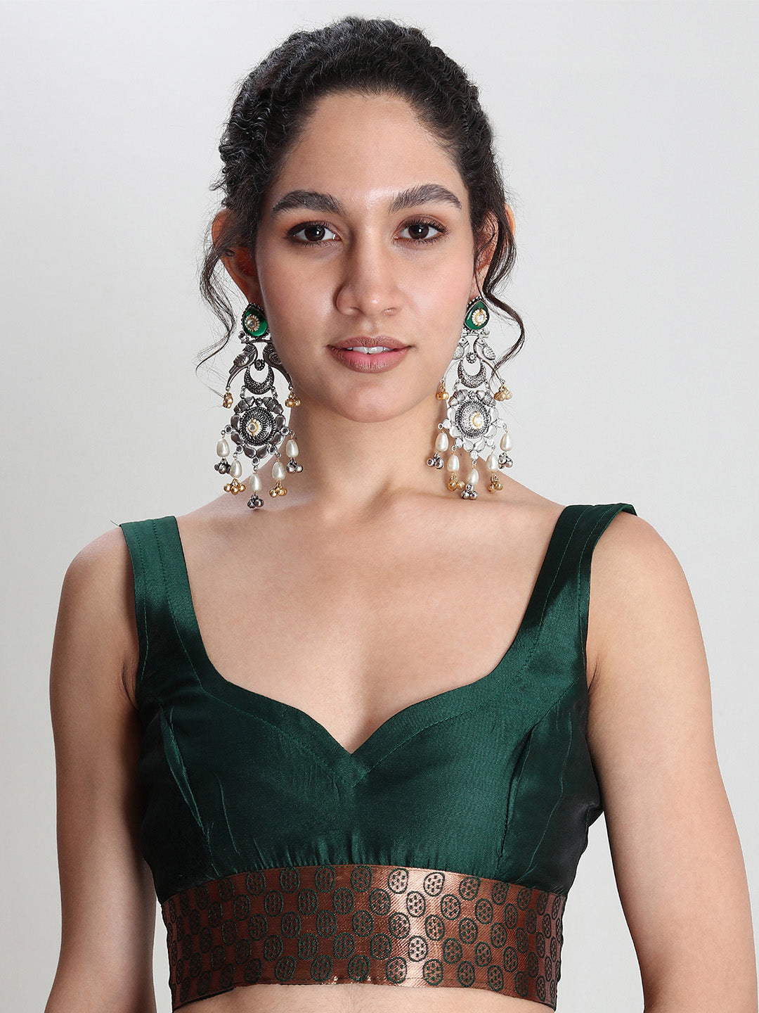 Janasya Beige Silk Blend Ethnic Printed Jacquard Saree