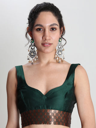 Janasya Beige Silk Blend Ethnic Printed Jacquard Saree